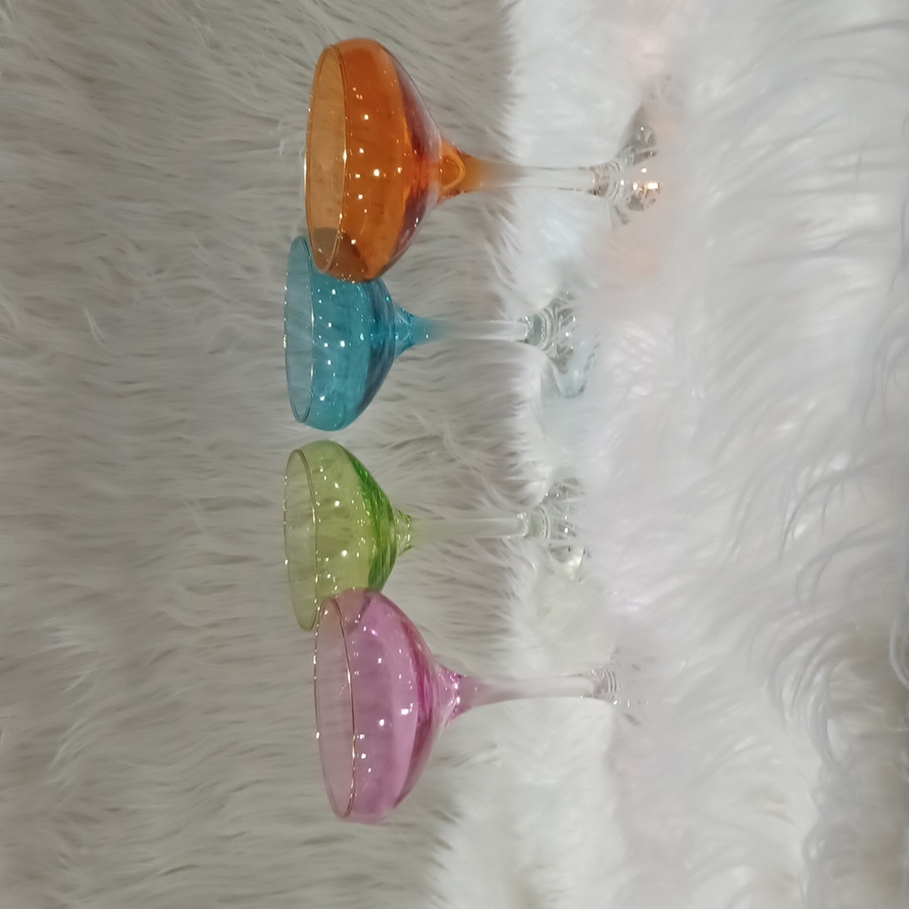 Set of 4 Colorful Glass Lilly Pulitzer Champagne Glasses